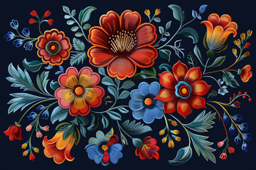 Design Intricate Detail Floral Folk Ornament Art