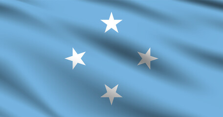 Flag of Micronesia. Micronesia flag official size and color standards digital vector illustration. Waving flag.