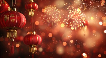 Abstract background with Chinese New Year theme decorated with lanterns