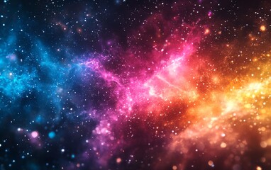 Naklejka premium Abstract cosmic stardust effects background. Featuring cosmic stardust effects and vivid colors. Emphasizing depth and shimmering particles. Ideal for space and artistic themes.