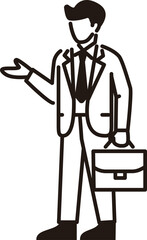 人物　男性　ビジネス　スーツ　線　シンプル　イラスト　素材