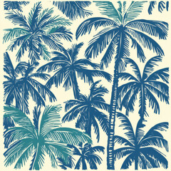 palm tree pattern, seamless design, tropical print, white background, green foliage, botanical pattern, nature-inspired, exotic leaves, summer theme, vector illustration, minimalist tropical
