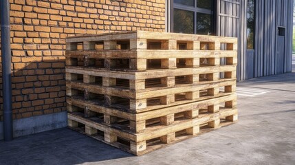 Wooden pallet stack warehouse industrial photography urban environment close-up storage solutions