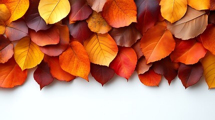 Fototapeta premium Autumn leaves arranged in a vibrant fall display