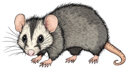 Opossum cartoon on white background