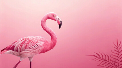 Fototapeta premium pink flamingo on illustration pink background