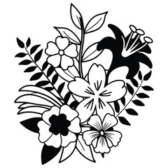 beautiful floral design for coloring book
