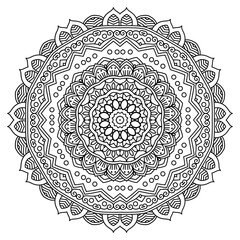 Black and White Mandala Art with Abstract Elements
