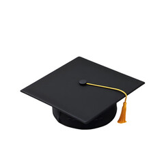 Black Graduation Cap with Gold Tassel: Education Symbol