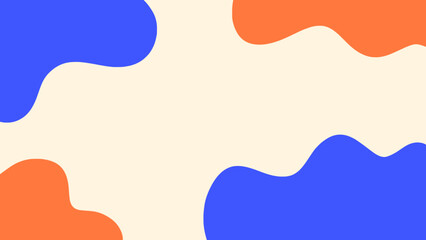 Minimalist organic abstract background vector illustration with colorful pastel waves of blue, orange and beige. Suitable for cover, card, presentation, banner, and home decor template design.