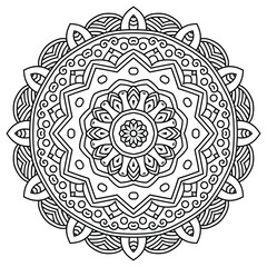 Black and White Mandala Art with Abstract Elements
