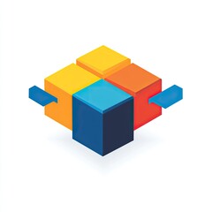 Obraz premium Colorful 3D interlocking blocks, business logo design