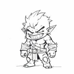 Fototapeta premium hand drawn illustration muscular physique and monstrous grin