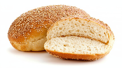 Naklejka premium Freshly baked traditional bread with golden crust and sesame seeds