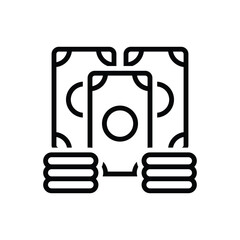 Black line icon for money