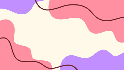 Minimalist organic abstract background vector illustration with colorful pastel waves of purple, pink, and beige. Suitable for cover, card, presentation, banner, and home decor template design.