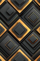 Elegant Geometric Pattern Featuring Interwoven Black and Gold Shapes Creates a Sophisticated Ambiance for Modern Designs and Interiors