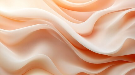 Obraz premium Soft Peach Fabric Drapes Gently Warm Light Illuminates Subtle Curves. AI Generated