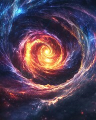 Abstract cosmic vortex background. Featuring cosmic vortex and vivid colors. Emphasizing depth and rotation. Ideal for space and dynamic themes.