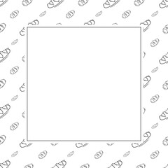 bread frame. doodle bakery square frame. hand drawn bread frame background. bakery background