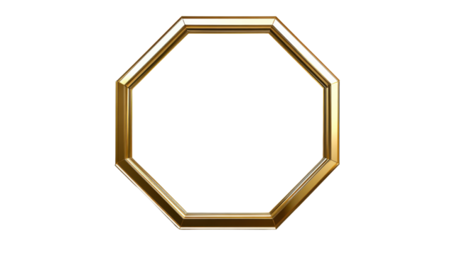 Golden hexagonal structure isolated on white background 