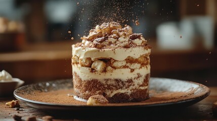 A layered Italian dessert with ladyfingers and mascarpone cream