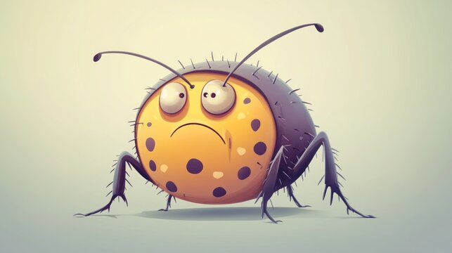 Illustration of a Grumpy Cartoon Bug