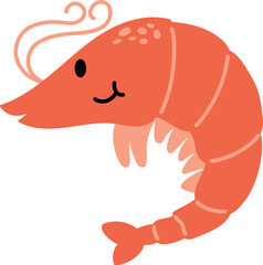 Illustration flat design of shrimp cute sea animals