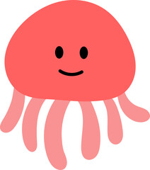 Illustration flat design of jellyfish cute sea animals