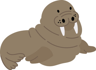 Illustration flat design of sealion cute sea animals