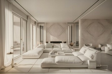 modern living room with white furniture