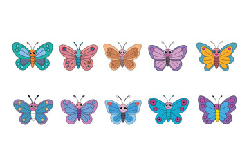 set of butterfly vector