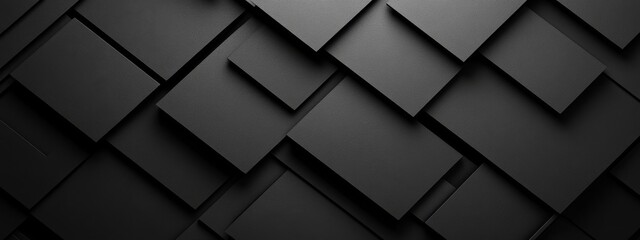 Fototapeta premium Black Background with Intersecting Rectangles for Design Banner Template, Featuring Abstract Minimalist Wallpaper with Copy Space in the Center for Text