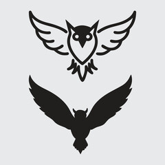 Obraz premium owl logo animal simple line vector
