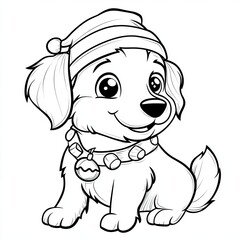 Fototapeta premium Adorable Cartoon Dog Holiday Coloring Page Simple Festive Design for Kids