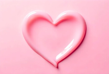 The pink gel cream texture heart shape on the pink background