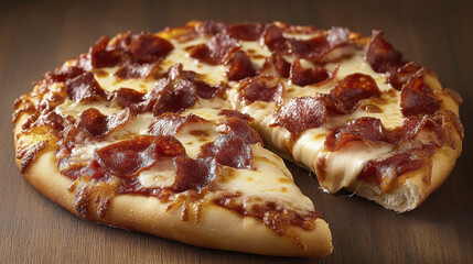 Delicious pepperoni pizza with melted cheese and crispy crust