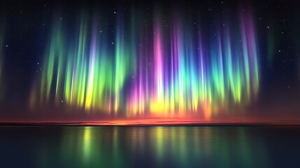 Vibrant Aurora Borealis Display Over Calm Waters