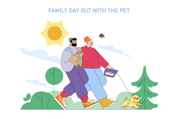 National Puppy Day. Flat Vector Illustration