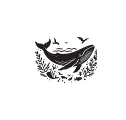 Whale silhouette icon vector symbol design art illustration