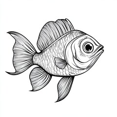 Fototapeta premium Decorative Fish Coloring Book Page Simple Illustration for Kids