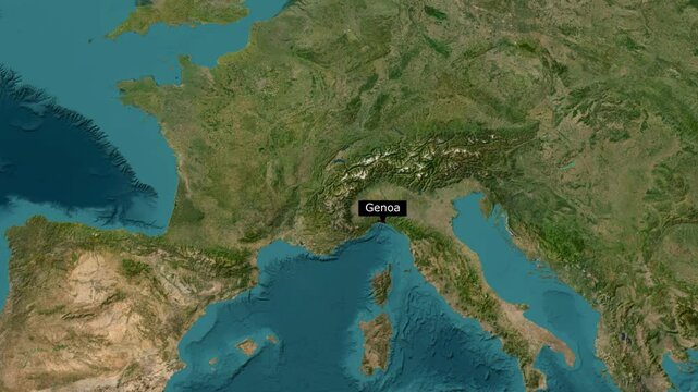 Exploring Genoa An Animated Aerial Map Journey Through Italy's Historic Port City Showing Landmarks Coastal Routes and Terrain