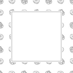 bread frame. doodle bakery square frame. hand drawn bread frame background. bakery background
