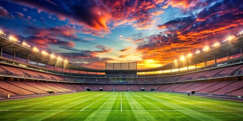 A Majestic Sunset Illuminates an Empty Stadium, Ready for the Roar of the Crowd