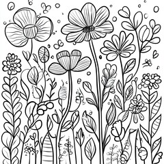 Feminist Floral Coloring Book Page Empowering Women Illustration