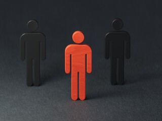 Leadership, business concept, leader teamwork and success.3D rendering on black background.