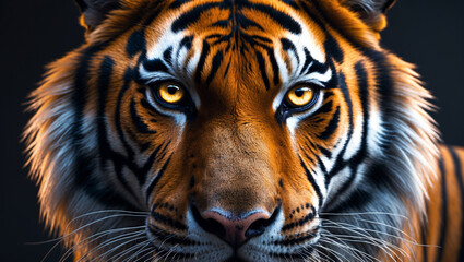 Obraz premium Stunning Close-Up of a Royal Bengal Tiger’s Face Created with Generative AI