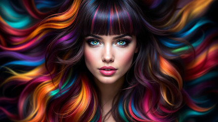 Model with colorful hair