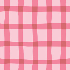 Seamless plaid background, pink checkered pattern design vector pink tablecloth.