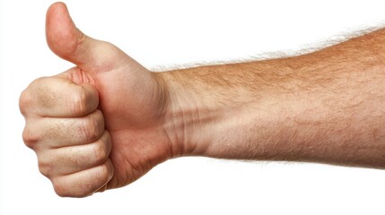 Human hand performing a thumbs-up sign, clean and bright background enhancing themes of appreciation, trust, agreement, and positive communication